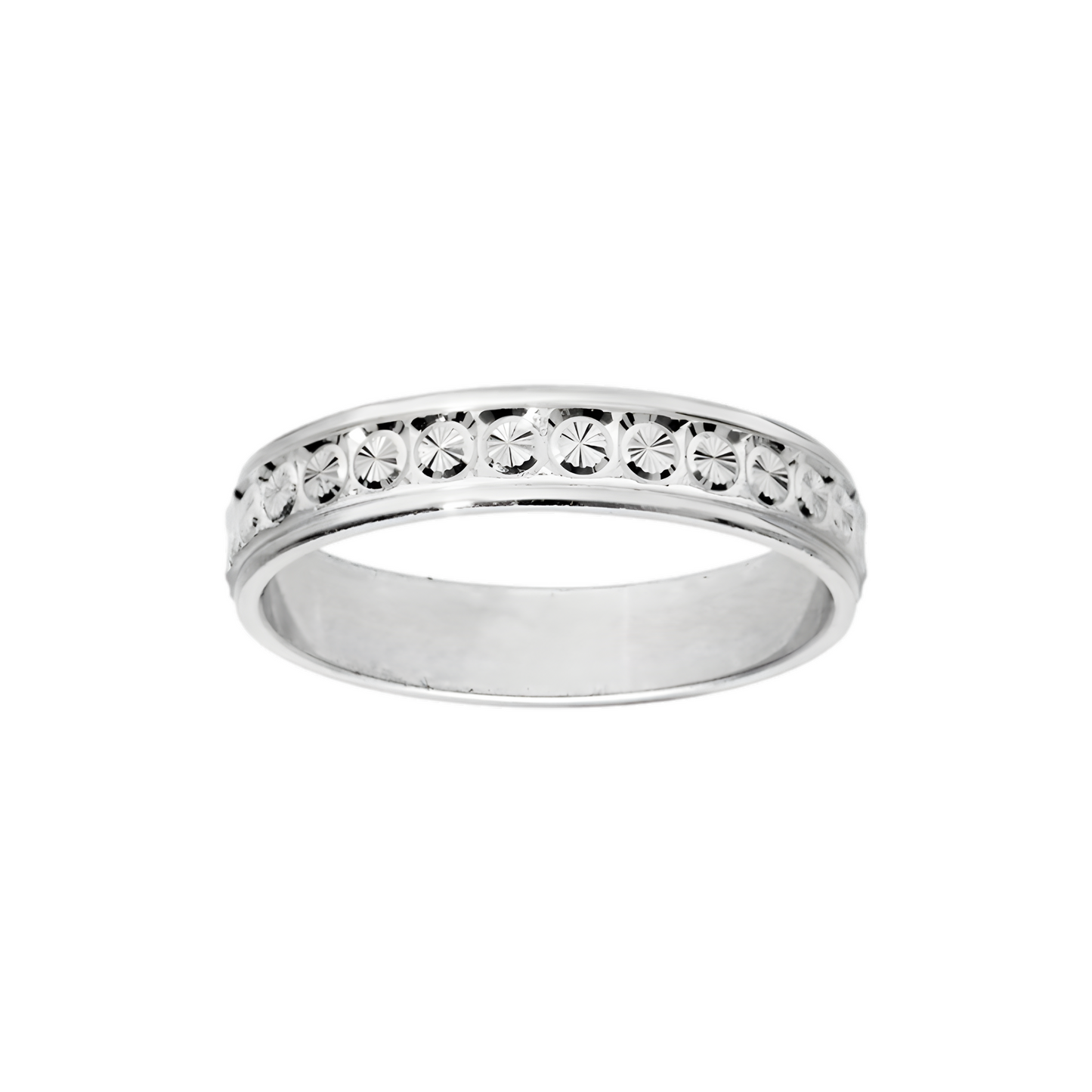 Alliance Argent Rhodié 925/1000e – Ruban Motif Diamants 4mm