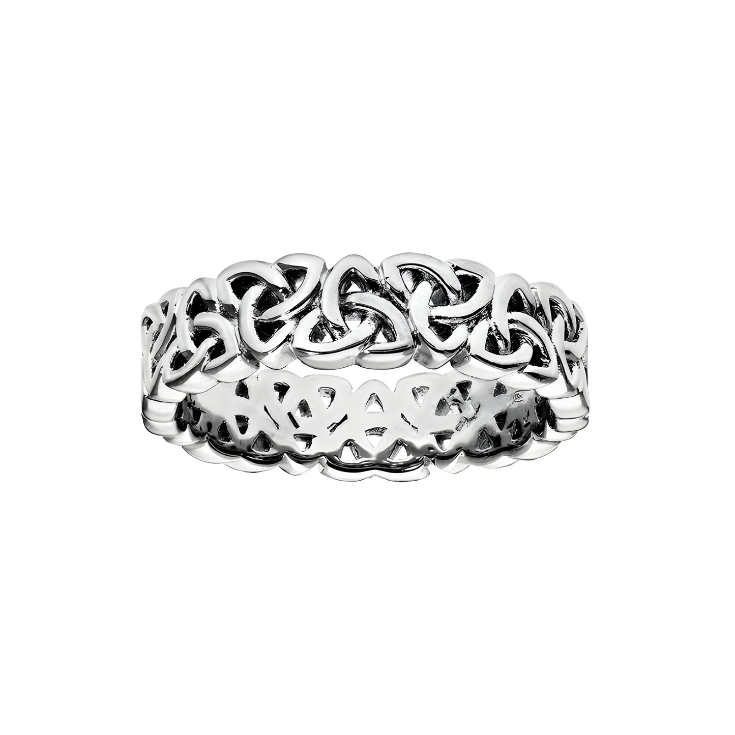 Alliance Argent Rhodié 925/1000e – Ruban Motif Triskel 6mm
