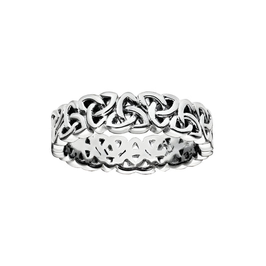 Alliance Argent Rhodié 925/1000e – Ruban Motif Triskel 6mm