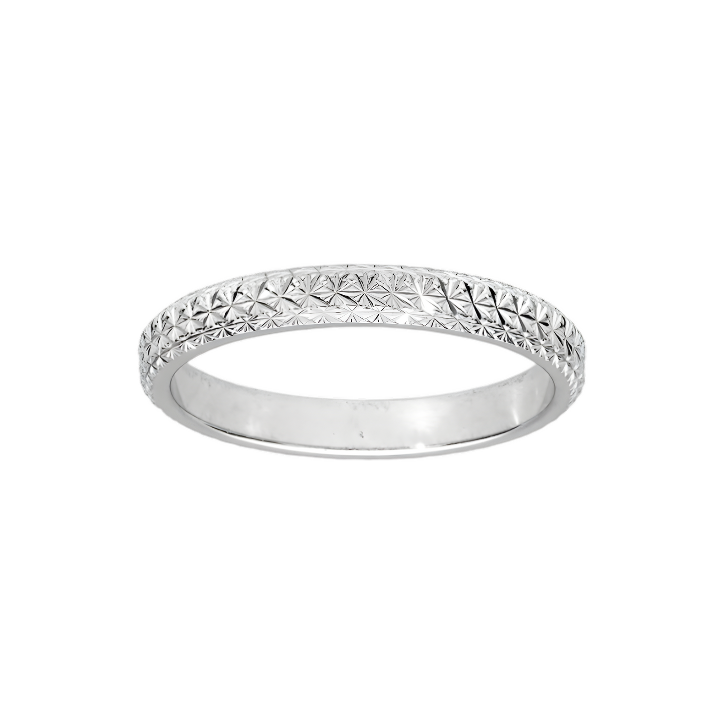 Alliance Argent Rhodié 925/1000e – Ruban Motif Diamantée 3mm