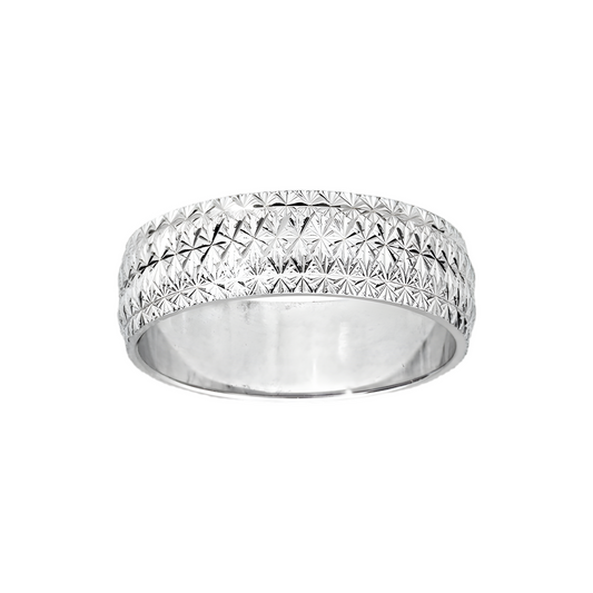 Alliance Argent Rhodié 925/1000e – Ruban Motif Diamantée 6mm