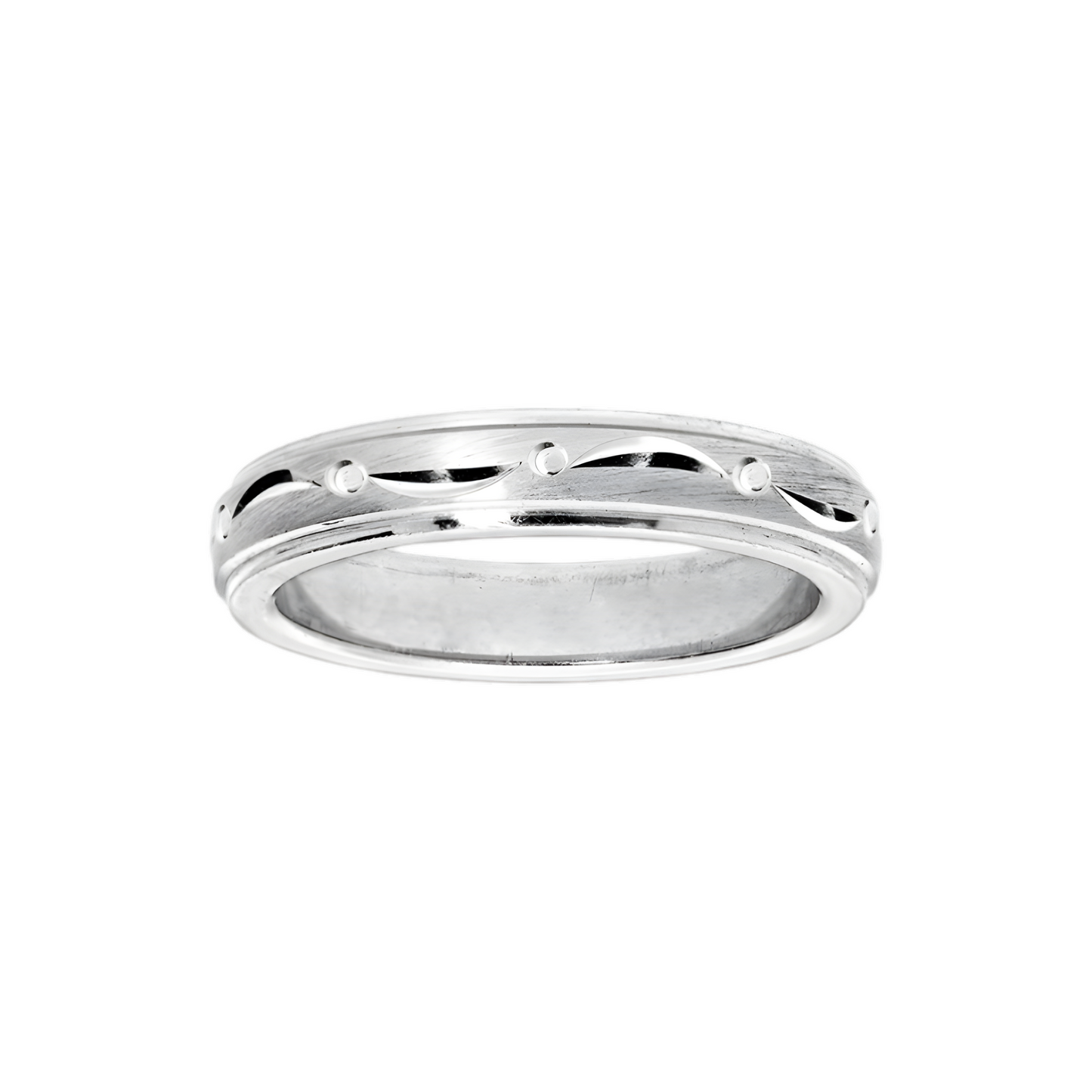 Alliance Argent Rhodié 925/1000e – Ruban Motif Diamanté 4 mm