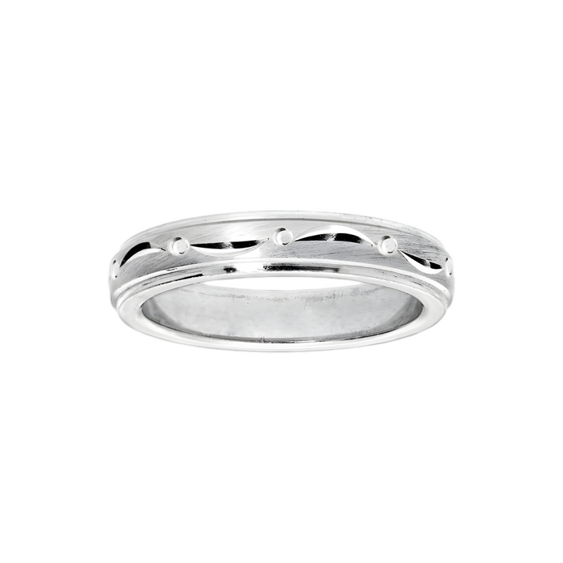 Alliance Argent Rhodié 925/1000e – Ruban Motif Diamanté 4 mm