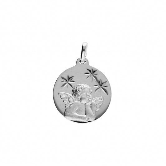 Médaille Ange Ronde Argent – Élégance et Symbolisme