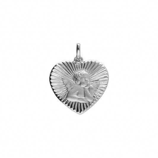 Médaille Ange Cœur Diamanté Argent – Élégance et Symbolisme