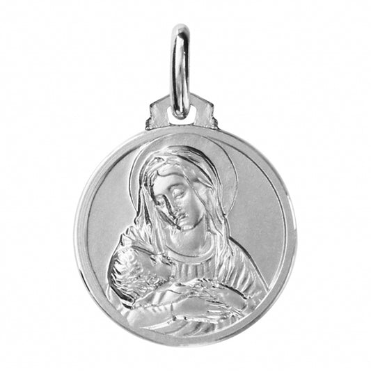 Médaille Vierge et l'Enfant Ronde 16mm Argent