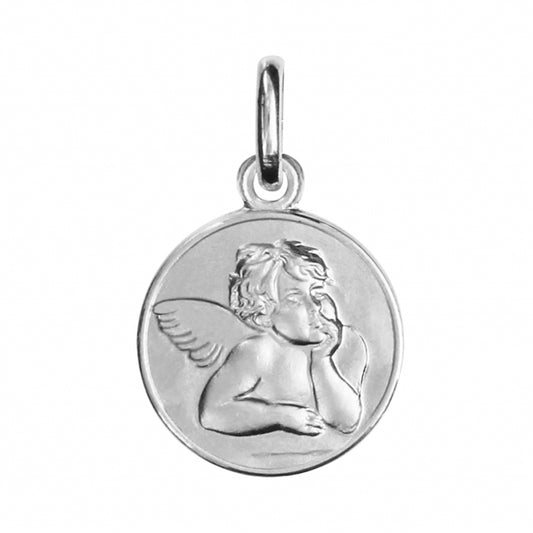 Médaille Ange Ronde 12mm Argent