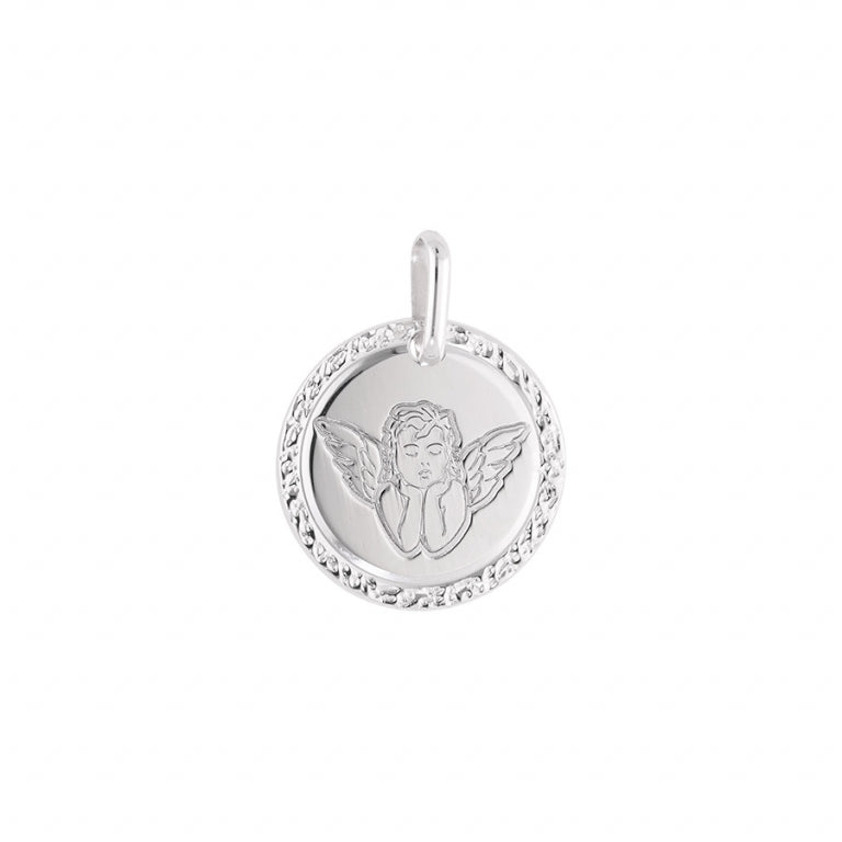 Médaille Ange Ronde Argent Diamanté