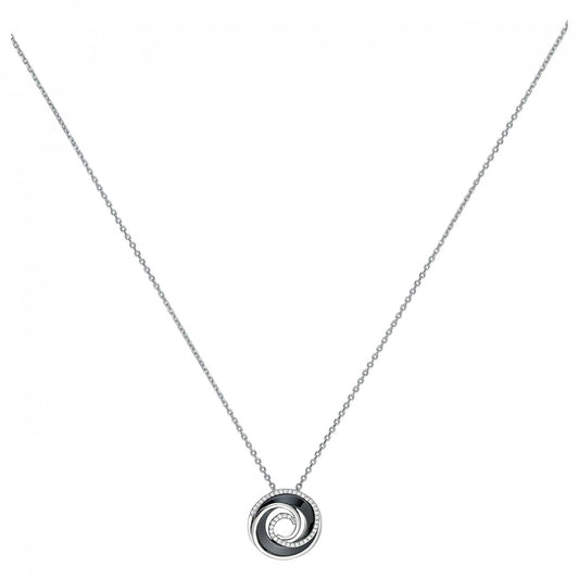 Collier Pendentif Argent Femme Phebus Spirale Céramique Noire et Oxydes