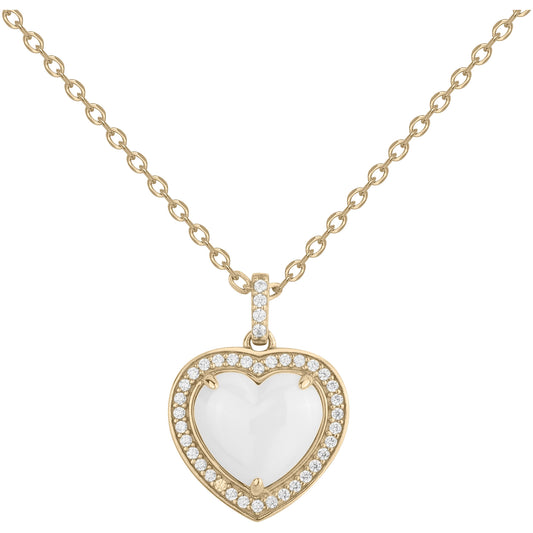 Collier Plaqué Or Femme Cœur Céramique Blanche