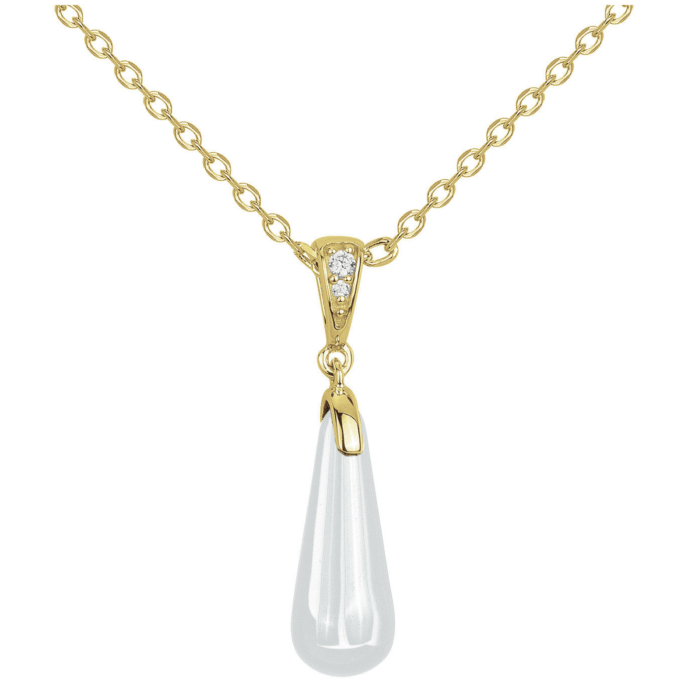 Collier Plaqué Or Femme Phebus Céramique Blanche Pendentif