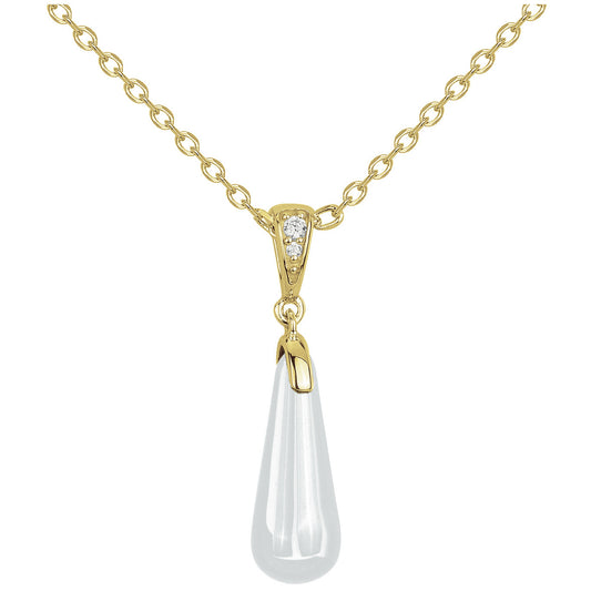 Collier Plaqué Or Femme Phebus Céramique Blanche Pendentif
