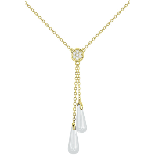 Collier Plaqué Or Femme Phebus Céramique Blanche