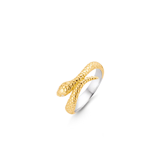 Bague TI SENTO Serpent Argentée Plaquée Or Jaune 12160SY