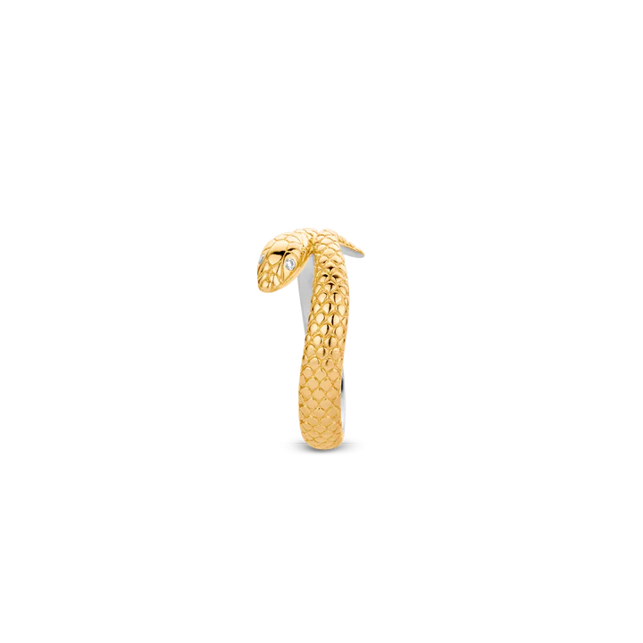 Bague TI SENTO Serpent Argentée Plaquée Or Jaune 12160SY