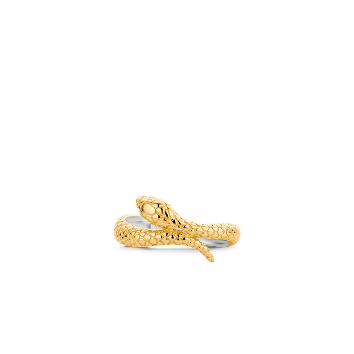 Bague TI SENTO Serpent Argentée Plaquée Or Jaune 12160SY