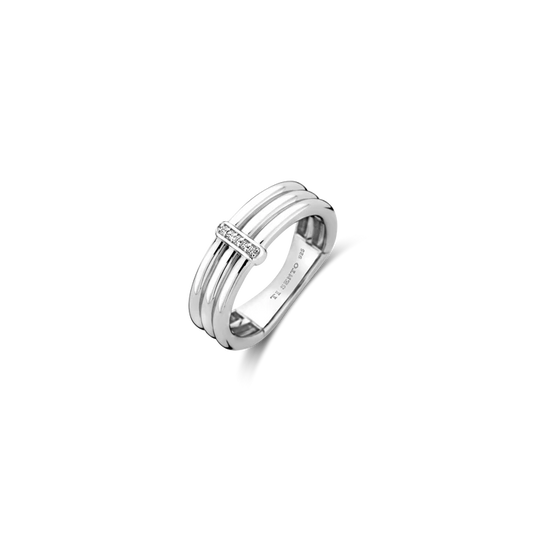 Bague TI SENTO Argent 925 Plaqué Platine et Zircon Cubiques 12344Z