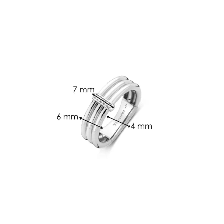 Bague TI SENTO Argent 925 Plaqué Platine et Zircon Cubiques 12344Z