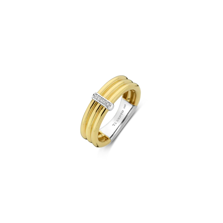 Bague TI SENTO Argent 925 Plaqué Or Jaune et Zircon Cubiques 12344ZY