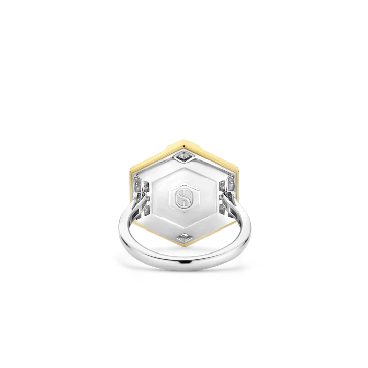 Bague TI SENTO Argent Doré 925 avec Pierre Noire et Zircon