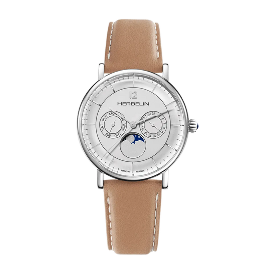 Montre Herbelin Inspiration Phase de Lune Acier & Cuir Camel