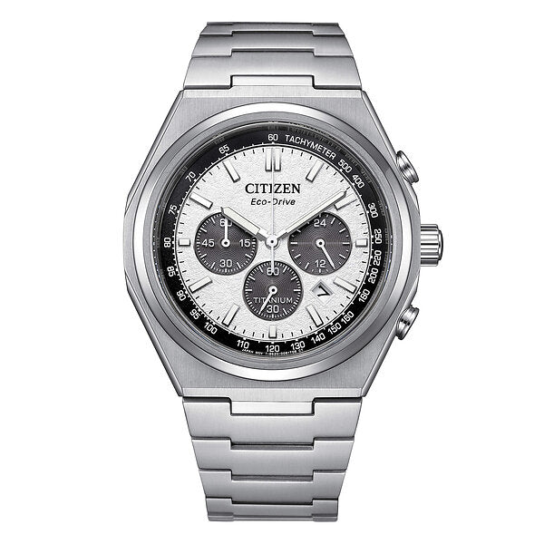 Citizen CA4610-85A – Chronographe homme Eco-Drive Super Titanium™ cadran blanc