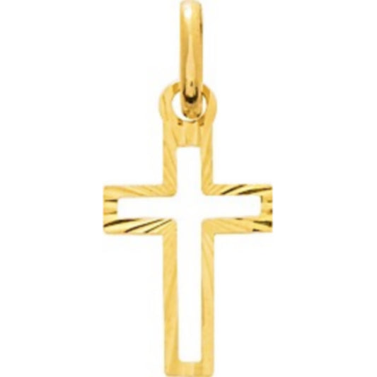 Pendentif Croix Évidée en Or Jaune 18K