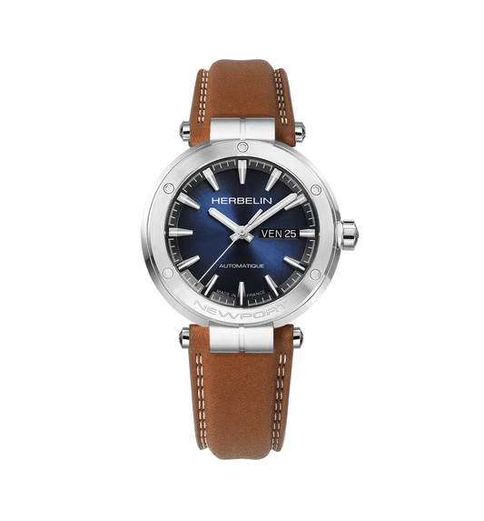 Montre Herbelin Newport Automatique Bleu & Cuir Camel