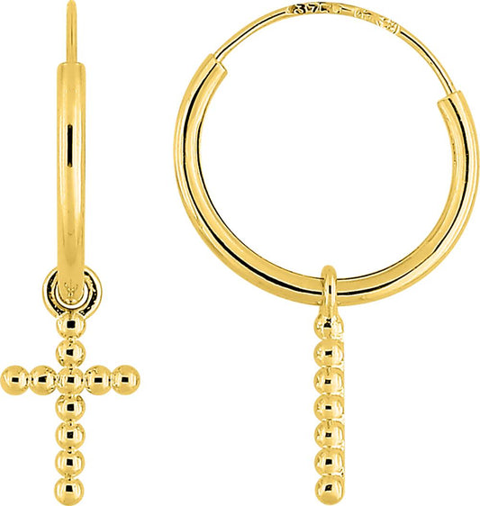 Créoles en Or Laura – Pendentifs Croix Amovibles, 0.35g