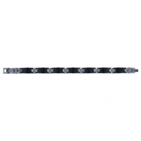 =35/0677 N BRACELET ACIER ET CERAMIQUE NOIRE MAT 21+1CM