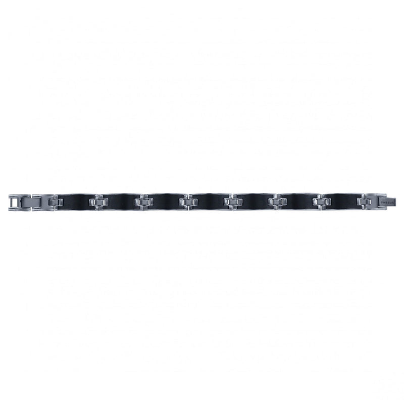 =35/0677 N BRACELET ACIER ET CERAMIQUE NOIRE MAT 21+1CM