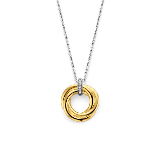 Collier TI SENTO Plaqué Or Jaune avec Pendentif Cercle et Zircon
