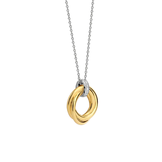 Collier TI SENTO Plaqué Or Jaune avec Pendentif Cercle et Zircon