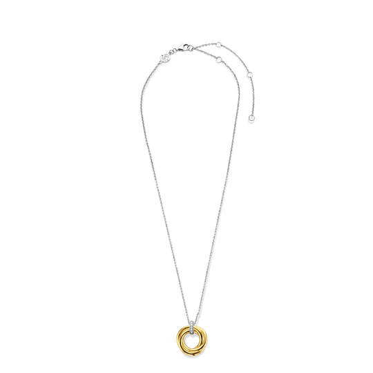 Collier TI SENTO Plaqué Or Jaune avec Pendentif Cercle et Zircon