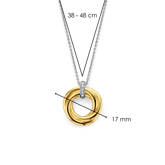 Collier TI SENTO Plaqué Or Jaune avec Pendentif Cercle et Zircon