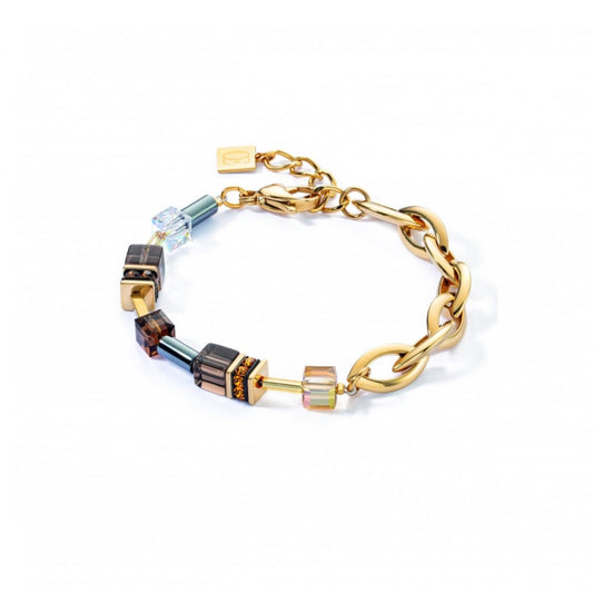 Bracelet Femme Coeur de Lion Acier Doré et Cristaux