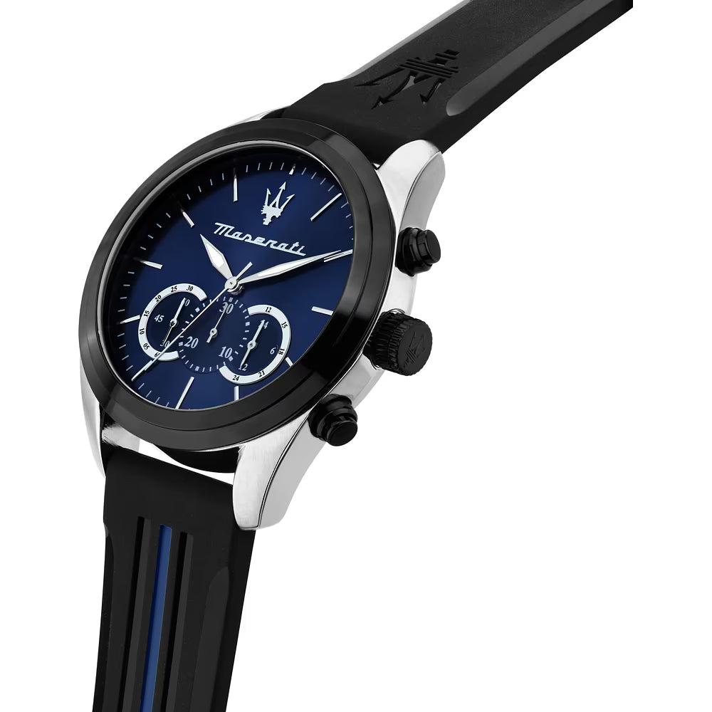 Montre Homme Maserati Traguardo R8871612044 – Cadran Bleu Sunray & Bracelet Noir/Bleu