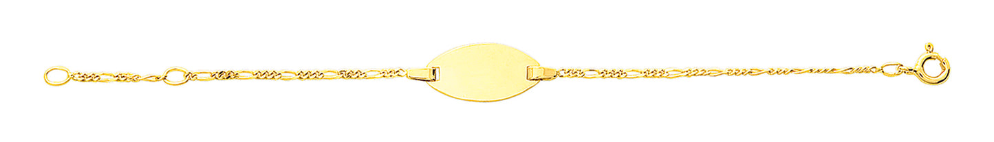 gourmette bébé en or jaune ovale 9k maille alternée 1+3