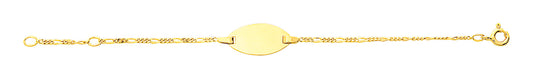 gourmette bébé en or jaune ovale 9k maille alternée 1+3