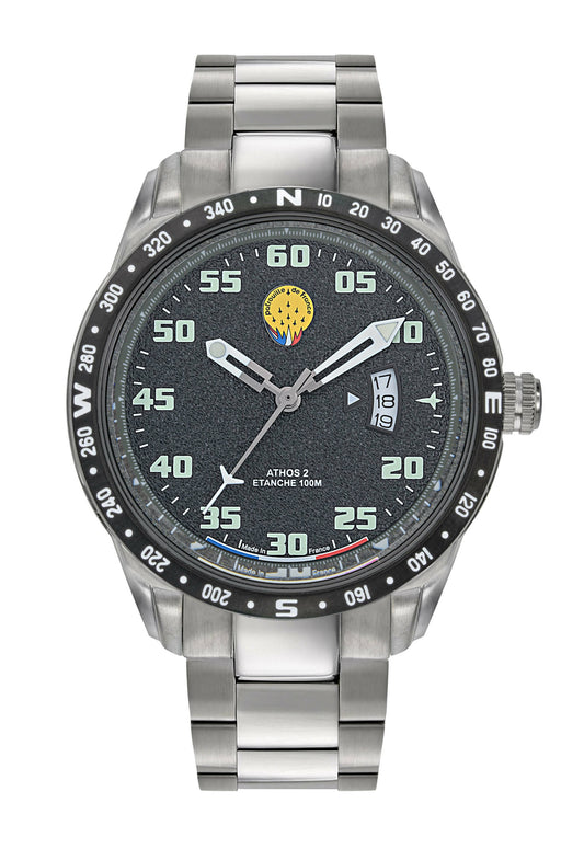 Montre Patrouille de France Athos2 - Cadran Noir &amp; Bracelet Acier A2-100ID-668127