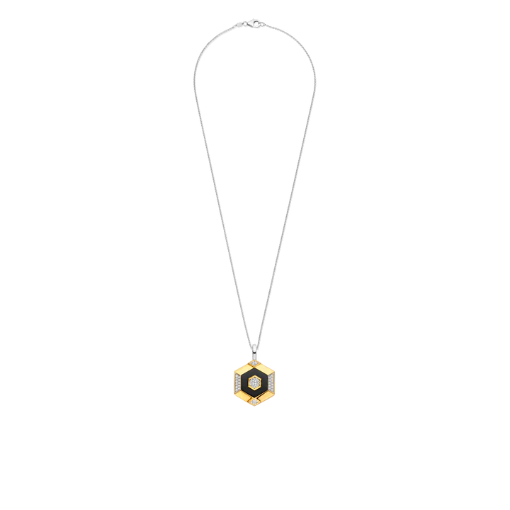 Pendentif TI SENTO Argent Doré 925 avec Pierre Noire et Zircons