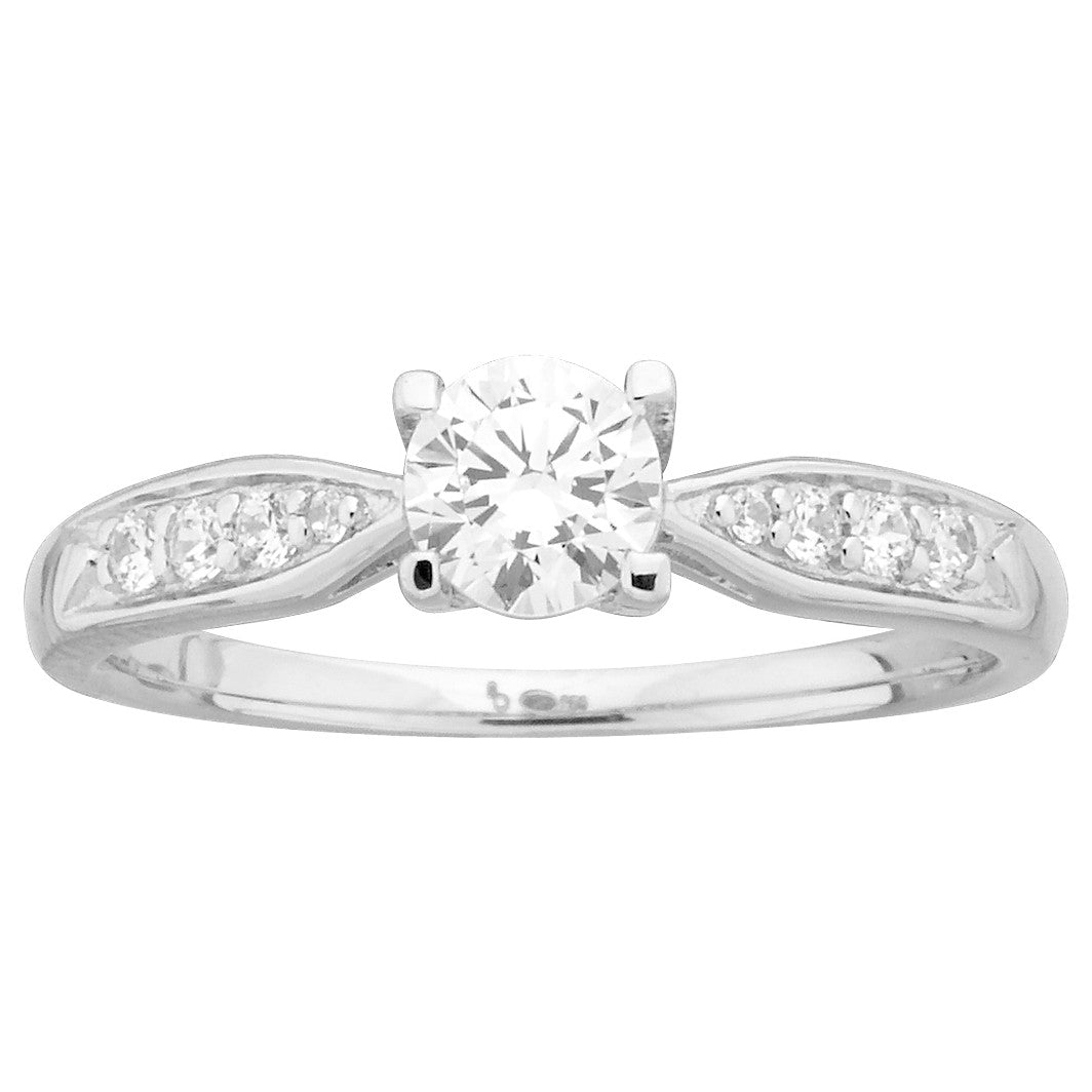 Solitaire Accompagné en Argent 925‰ avec Oxydes de Zirconium
