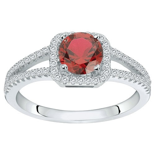 Bague en Argent 925‰ avec Oxyde de Zirconium Rouge et Blanc