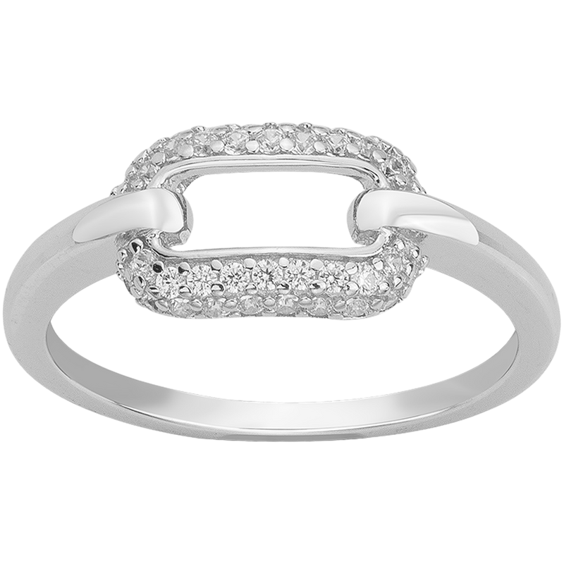 Bague Moderne en Argent 925‰ Type Trombone avec Pavage d’Oxydes