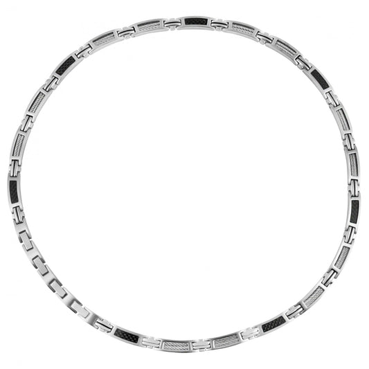 COLL.ACIER 2CABLES/1CARBONE/LAQ.NOIRE 50+5CM