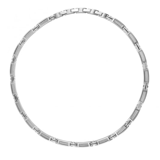 COLLIER ACIER CABLE/TRAIT LAQUE NOIRE 50+5CM