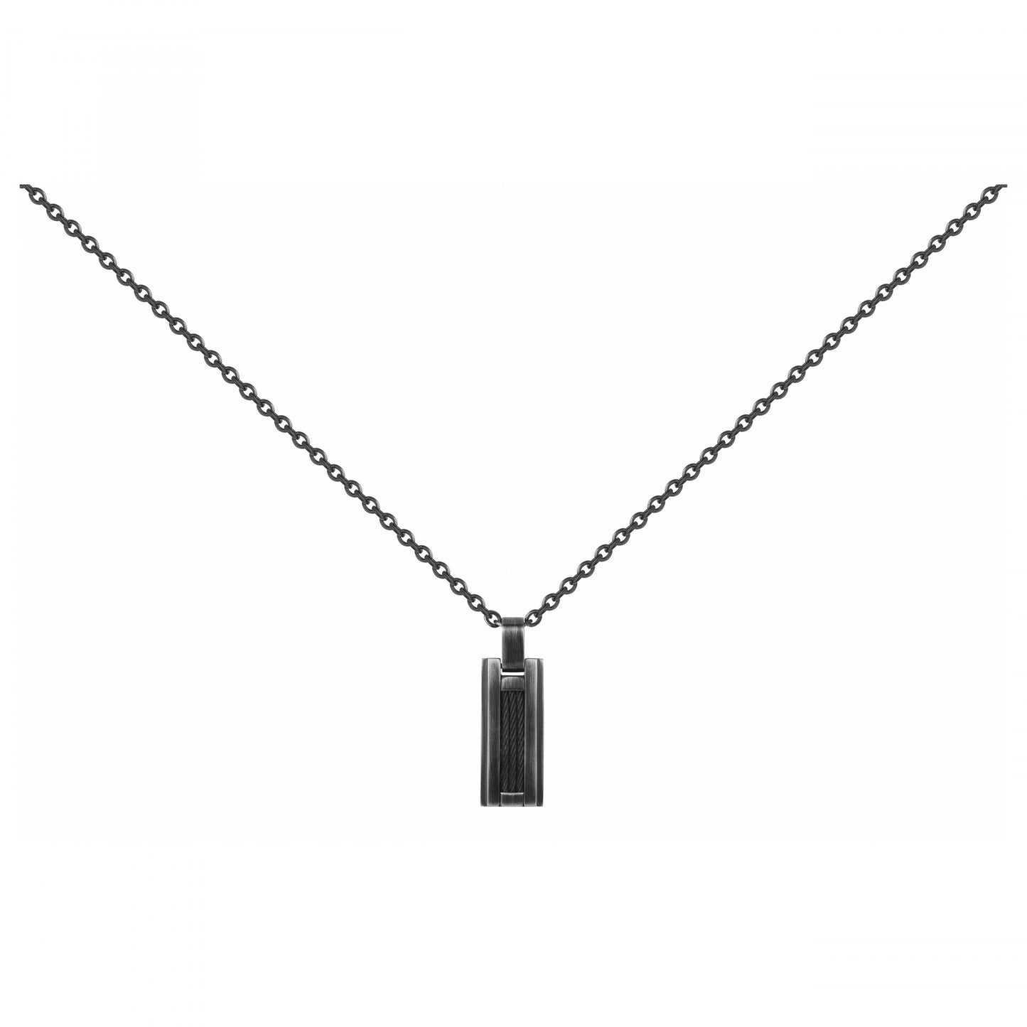 Collier Homme Phebus Acier Vintage Câble Noir