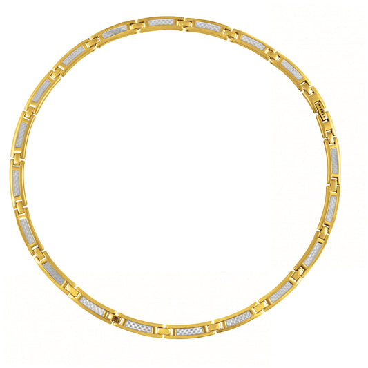 COLLIER ACIER IPG ET CARBONE BLANC-50+1,5CM
