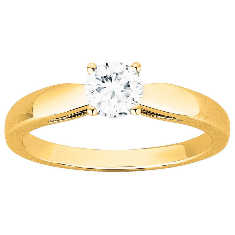 Bague solitaire en plaqué or avec oxyde de zirconium