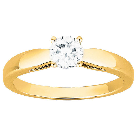 Bague solitaire en plaqué or avec oxyde de zirconium